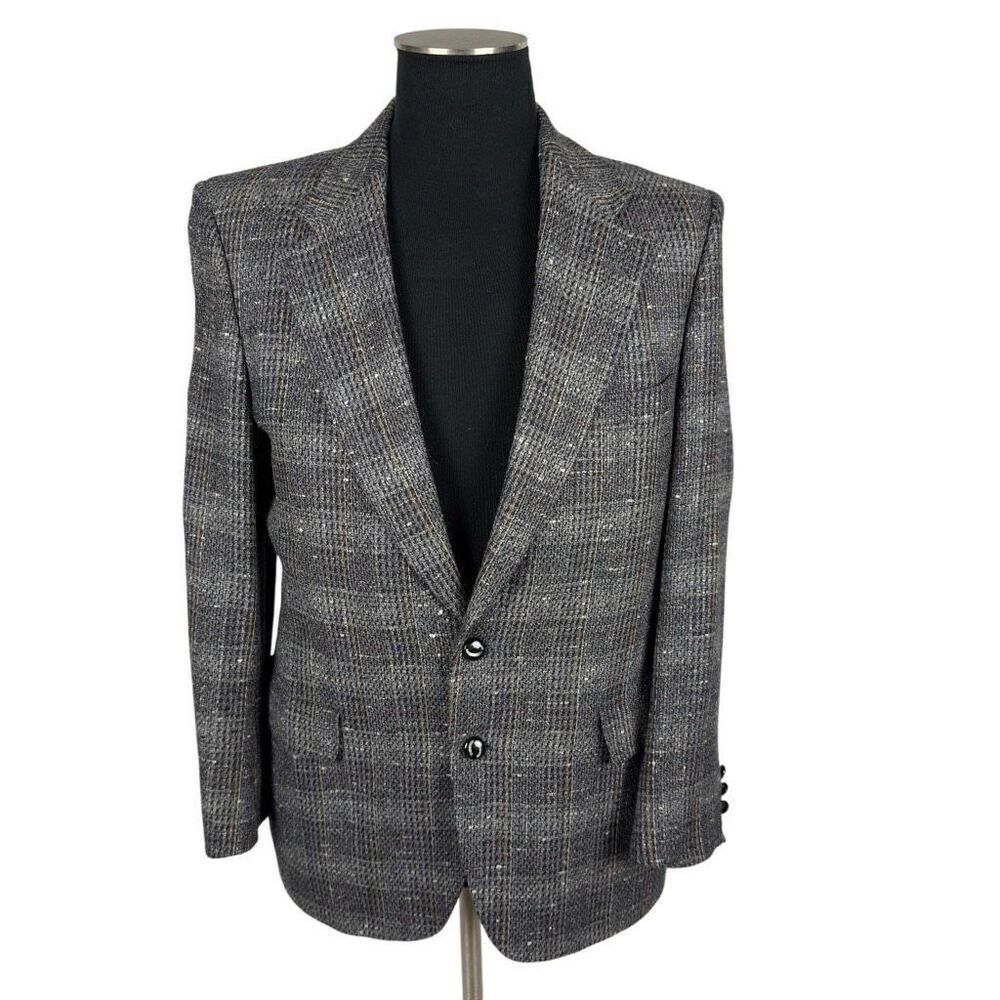 Vintage Ratner Beverly Hills Plaid Heathered Silk Sports Coat - Mens XL